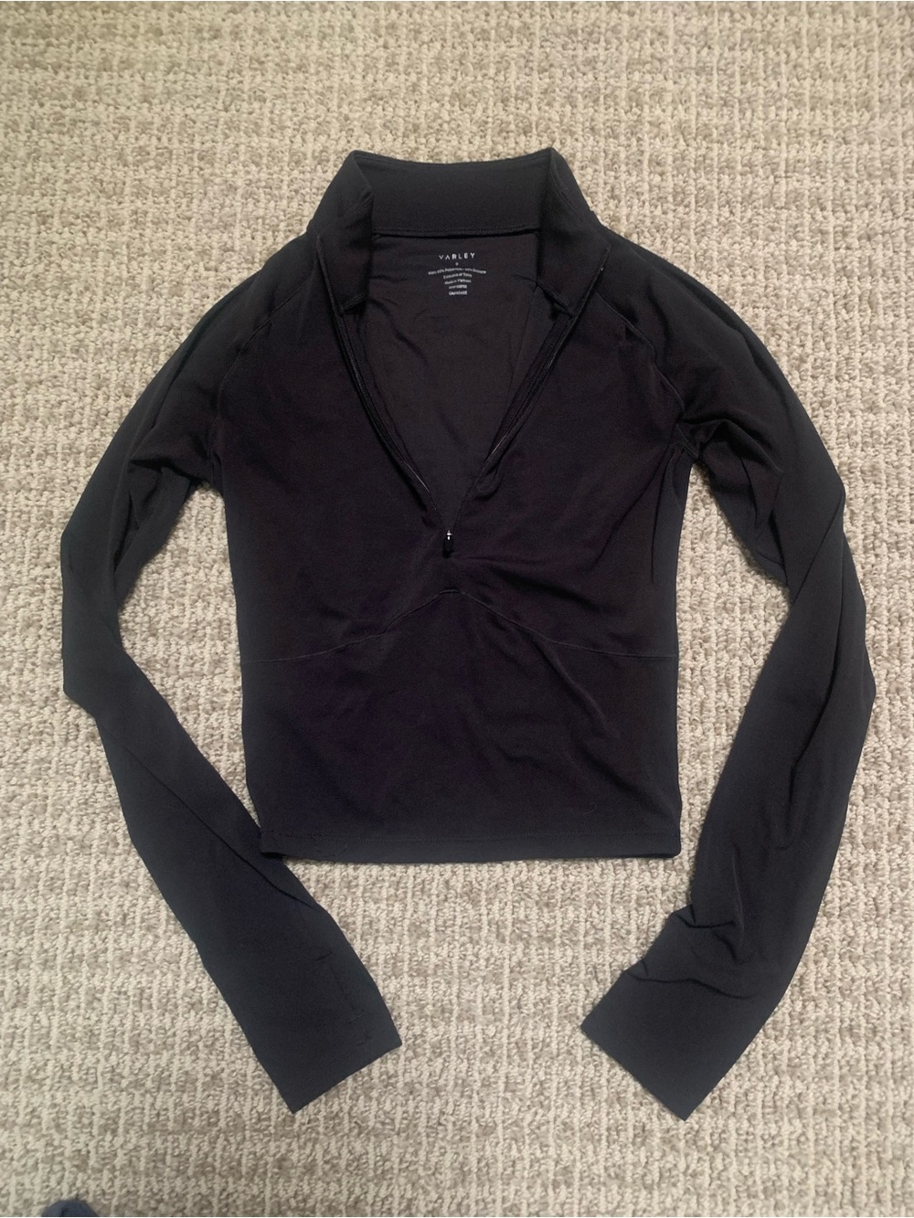 Varley Helena mid-layer  Black Long-Sleeve Half-Zip w/thumb holes Size S
